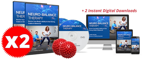 The physical DVD of Neuro-Balance Therapy, the spike ball, the downloadable digital version of Neuro-Balance Therapy and the bonuses